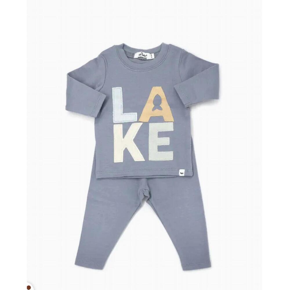 NEW OH BABY! boy's lake long sleeve top in blue